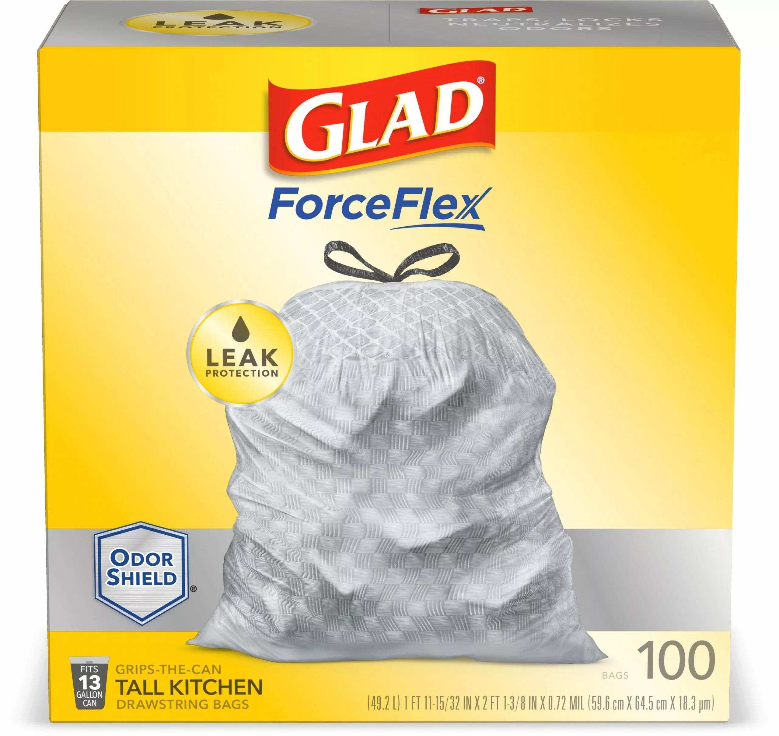 Glad Trash Bags ForceFlex 100-Pack 13-Gallon Gray Plastic Kitchen Trash Bag 3 Glad Trash Bags ForceFlex 100-Pack 13-Gallon Gray Plastic Kitchen Trash Bag