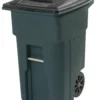 Toter Trash Cans Trash Can 32-Gallon Greenstone Plastic Wheeled Trash Can with Lid -Cleaning Supplies Sales Shop 00762495