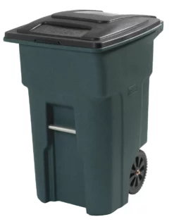 Toter Trash Cans Trash Can 32-Gallon Greenstone Plastic Wheeled Trash Can with Lid