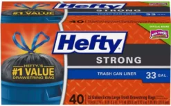Hefty Trash Bags 40-Pack 33-Gallon Black Outdoor Plastic Construction Trash Bag