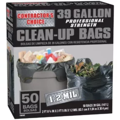 Contractor's Choice Trash Bags Contractor 50-Pack 39-Gallon Black Outdoor Plastic Construction Trash Bag