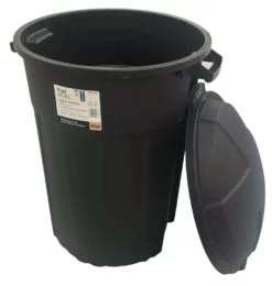 Creative Plastic Concepts Trash Cans Blue Hawk 32-Gallon Black Plastic Trash Can with Lid