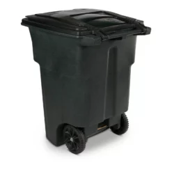 Toter Trash Cans 96-Gallon Greenstone Plastic Wheeled Trash Can with Lid -Cleaning Supplies Sales Shop 05186547