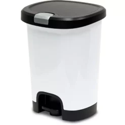 Hefty Trash Cans 7-Gallon White Plastic Touchless Trash Can with Lid