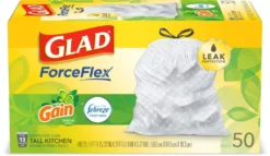 Glad Trash Bags Odor Shield 50-Pack 13-Gallon Gain Original White Polypropylene Kitchen Trash Bag