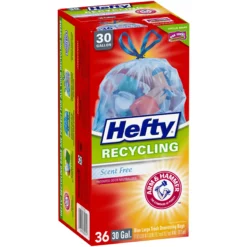 Hefty Trash Bags 36-Pack 30-Gallon Blue Outdoor Plastic Recycling Trash Bag
