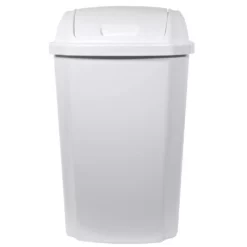 Hefty Trash Cans 13.5-Gallon White Plastic Trash Can with Lid