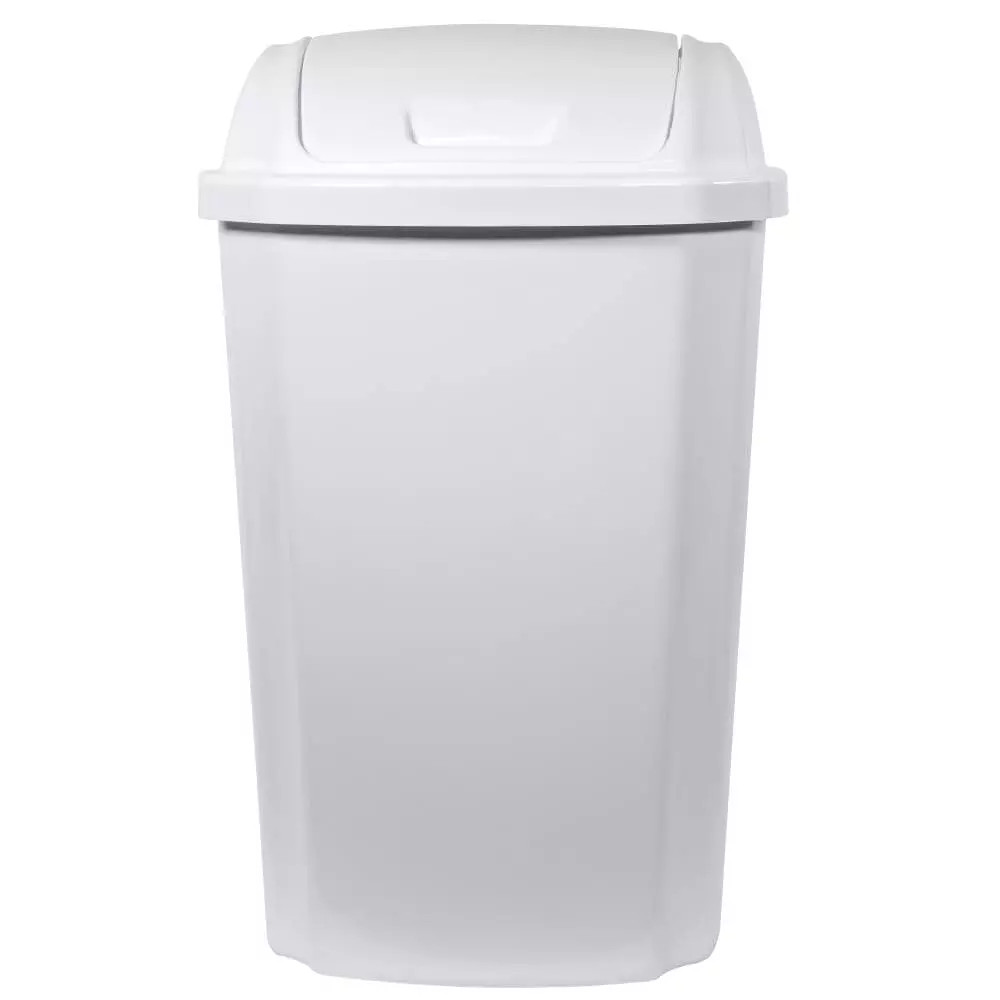 Hefty Trash Cans 13.5-Gallon White Plastic Trash Can with Lid 3 Hefty Trash Cans 13.5-Gallon White Plastic Trash Can with Lid