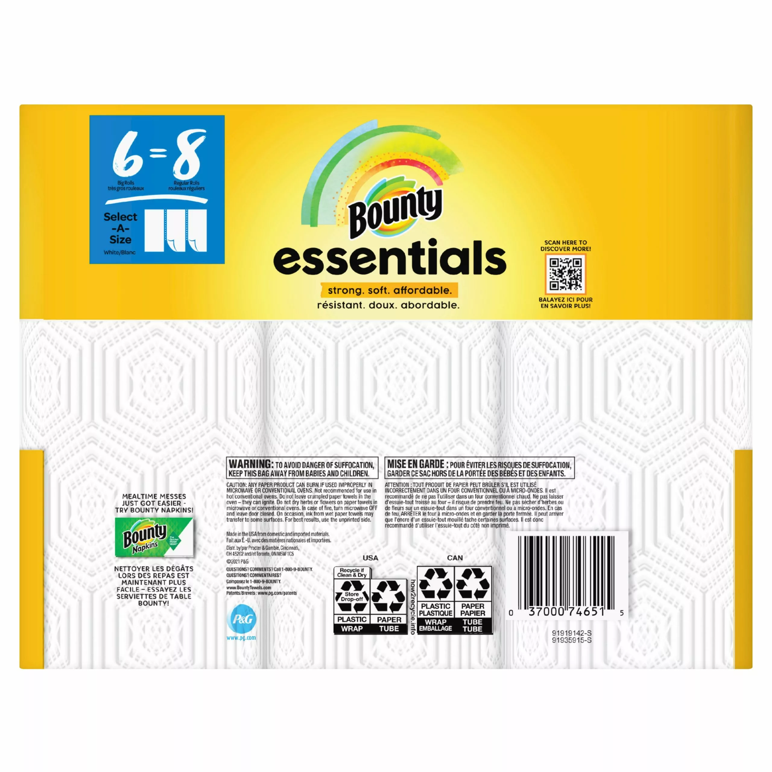 Bounty Essentials Select-a-Size Big-Roll 6-Count Paper Towels 4 Bounty Essentials Select-a-Size Big-Roll 6-Count Paper Towels - Image 2