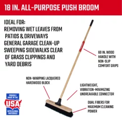 CRAFTSMAN Brooms 18-in Poly Fiber All-Purpose Push Broom -Cleaning Supplies Sales Shop 10004925