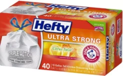 Hefty Trash Bags Hefty Ultra Strong Drawstring Tall Kitchen 40-Pack 13-Gallon Clean Citrus White Plastic Kitchen Trash Bag -Cleaning Supplies Sales Shop 10398775