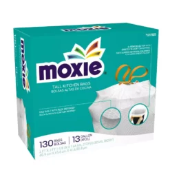 MOXIE Trash Bags 130-Pack 13-Gallon White Plastic Kitchen Trash Bag