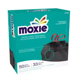 MOXIE Trash Bags 50-Pack 33-Gallon Black Outdoor Plastic Wastebasket Trash Bag