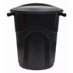 Blue Hawk Trash Cans 20-Gallon Black Plastic Trash Can with Lid