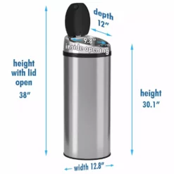 iTouchless Trash Cans 13-Gallon Stainless Steel Metal Touchless Trash Can with Lid -Cleaning Supplies Sales Shop 11036938