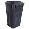 Blue Hawk Trash Cans 32-Gallon Black Plastic Wheeled Trash Can with Lid -Cleaning Supplies Sales Shop 11518973