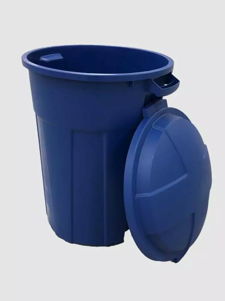Blue Hawk Recycling Bins 32-Gallon Blue Outdoor Recycling Bin 3 Blue Hawk Recycling Bins 32-Gallon Blue Outdoor Recycling Bin