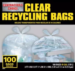 Contractor's Choice Trash Bags 45-Gallon Clear Outdoor Plastic Recycling Trash Bag