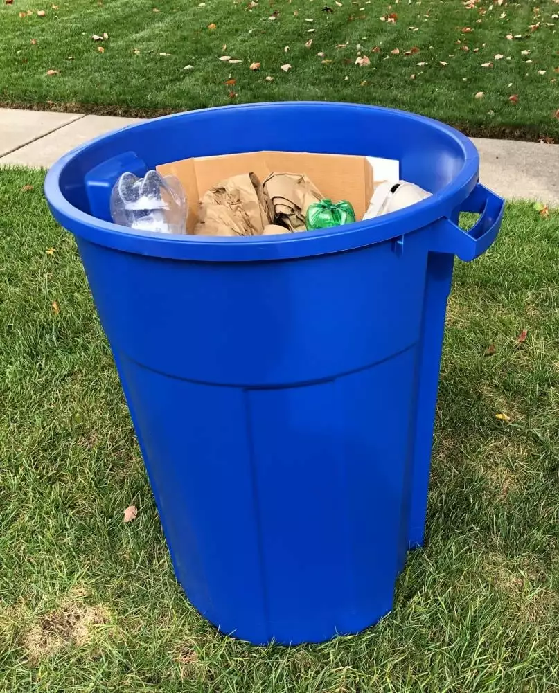 Blue Hawk Recycling Bins 32-Gallon Blue Outdoor Recycling Bin 4 Blue Hawk Recycling Bins 32-Gallon Blue Outdoor Recycling Bin - Image 2