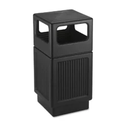 Safco Trash Cans 38-Gallon Black Plastic Commercial Touchless Trash Can with Lid