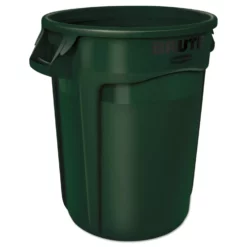Rubbermaid Commercial Products Trash Cans 32-Gallon Dark Green Plastic Commercial Touchless Trash Can