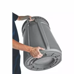 Rubbermaid Commercial Products Trash Cans Brute 20-Gallon Gray Plastic Trash Can with Lid -Cleaning Supplies Sales Shop 14497756
