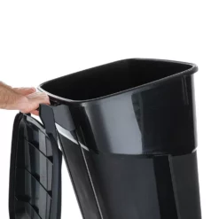 Blue Hawk Trash Cans 32-Gallon Black Plastic Wheeled Trash Can with Lid -Cleaning Supplies Sales Shop 14934818