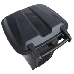 Blue Hawk Trash Cans 32-Gallon Black Plastic Wheeled Trash Can with Lid -Cleaning Supplies Sales Shop 14934820