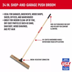 CRAFTSMAN Brooms 24-in Poly Fiber Shop/Garage Push Broom -Cleaning Supplies Sales Shop 16415481 scaled