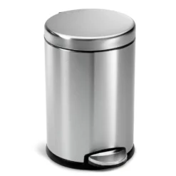 simplehuman Trash Cans 1.2-Gallon Brushed Stainless Steel Touchless Trash Can with Lid