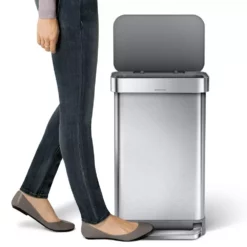simplehuman Trash Cans 12-Gallon Brushed Stainless Steel Touchless Trash Can with Lid -Cleaning Supplies Sales Shop 40469449