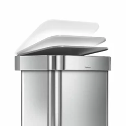 simplehuman Trash Cans 12-Gallon Brushed Stainless Steel Touchless Trash Can with Lid -Cleaning Supplies Sales Shop 40469450