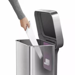 simplehuman Trash Cans 12-Gallon Brushed Stainless Steel Touchless Trash Can with Lid -Cleaning Supplies Sales Shop 40469451