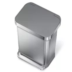 simplehuman Trash Cans 12-Gallon Brushed Stainless Steel Touchless Trash Can with Lid -Cleaning Supplies Sales Shop 40469452