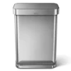 simplehuman Trash Cans simplehuman 55 Liter Rectangular Hands-Free Kitchen Step Trash Can with Soft-Close Lid, Brushed Stainless Steel