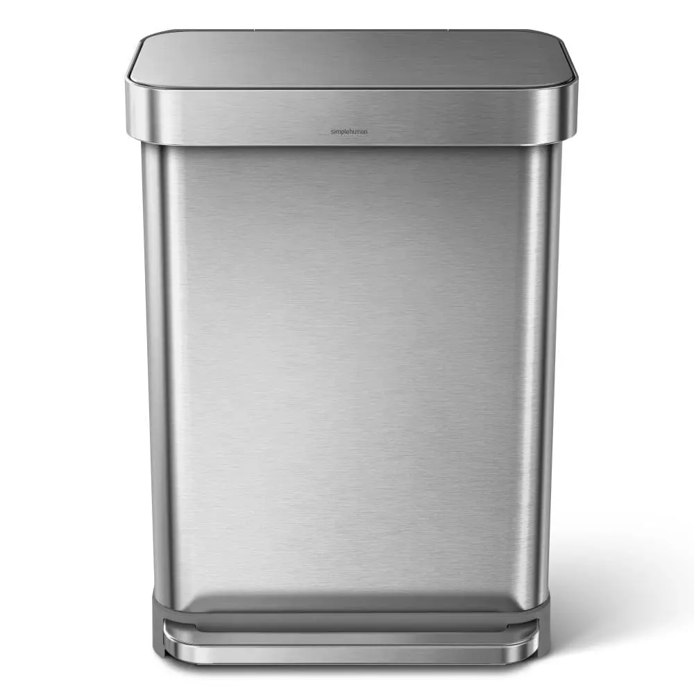 simplehuman Trash Cans simplehuman 55 Liter Rectangular Hands-Free Kitchen Step Trash Can with Soft-Close Lid, Brushed Stainless Steel 3 simplehuman Trash Cans simplehuman 55 Liter Rectangular Hands-Free Kitchen Step Trash Can with Soft-Close Lid, Brushed Stainless Steel