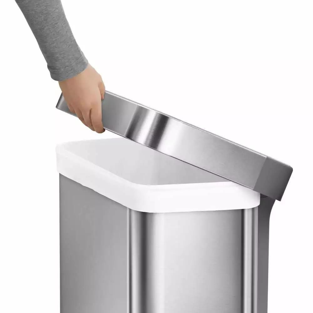 simplehuman Trash Cans simplehuman 55 Liter Rectangular Hands-Free Kitchen Step Trash Can with Soft-Close Lid, Brushed Stainless Steel 7 simplehuman Trash Cans simplehuman 55 Liter Rectangular Hands-Free Kitchen Step Trash Can with Soft-Close Lid, Brushed Stainless Steel - Image 5
