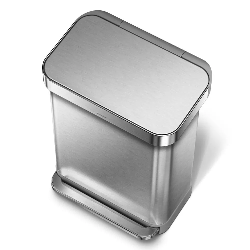 simplehuman Trash Cans simplehuman 55 Liter Rectangular Hands-Free Kitchen Step Trash Can with Soft-Close Lid, Brushed Stainless Steel 5 simplehuman Trash Cans simplehuman 55 Liter Rectangular Hands-Free Kitchen Step Trash Can with Soft-Close Lid, Brushed Stainless Steel - Image 3