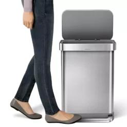 simplehuman Trash Cans simplehuman 55 Liter Rectangular Hands-Free Kitchen Step Trash Can with Soft-Close Lid, Brushed Stainless Steel 14 simplehuman Trash Cans simplehuman 55 Liter Rectangular Hands-Free Kitchen Step Trash Can with Soft-Close Lid, Brushed Stainless Steel -Cleaning Supplies Sales Shop 43583685
