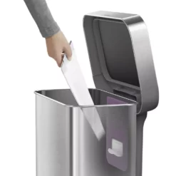 simplehuman Trash Cans simplehuman 55 Liter Rectangular Hands-Free Kitchen Step Trash Can with Soft-Close Lid, Brushed Stainless Steel 17 simplehuman Trash Cans simplehuman 55 Liter Rectangular Hands-Free Kitchen Step Trash Can with Soft-Close Lid, Brushed Stainless Steel -Cleaning Supplies Sales Shop 43583687