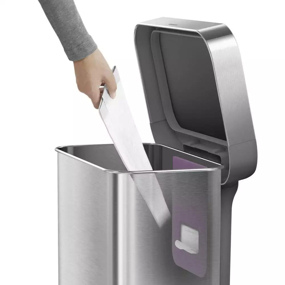 simplehuman Trash Cans simplehuman 55 Liter Rectangular Hands-Free Kitchen Step Trash Can with Soft-Close Lid, Brushed Stainless Steel 9 simplehuman Trash Cans simplehuman 55 Liter Rectangular Hands-Free Kitchen Step Trash Can with Soft-Close Lid, Brushed Stainless Steel - Image 7