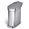 simplehuman Trash Cans simplehuman 45 Liter/12 Gallon Slim Kitchen Step Can, Brushed Stainless Steel with Plastic Lid -Cleaning Supplies Sales Shop 43630760