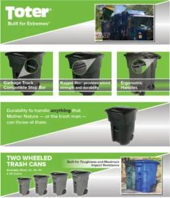Toter Trash Cans 96-Gallon Greenstone Plastic Wheeled Trash Can with Lid -Cleaning Supplies Sales Shop 44145989