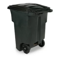 Toter Trash Cans 96-Gallon Greenstone Plastic Wheeled Trash Can with Lid -Cleaning Supplies Sales Shop 44145990