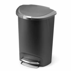 simplehuman Trash Cans simplehuman 50 Liter Semi-Round Kitchen Step Can, Grey Plastic