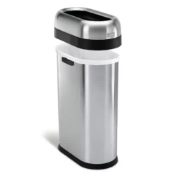 simplehuman Trash Cans 50-Liter Brushed Stainless Steel Steel Touchless Trash Can with Lid -Cleaning Supplies Sales Shop 44300735
