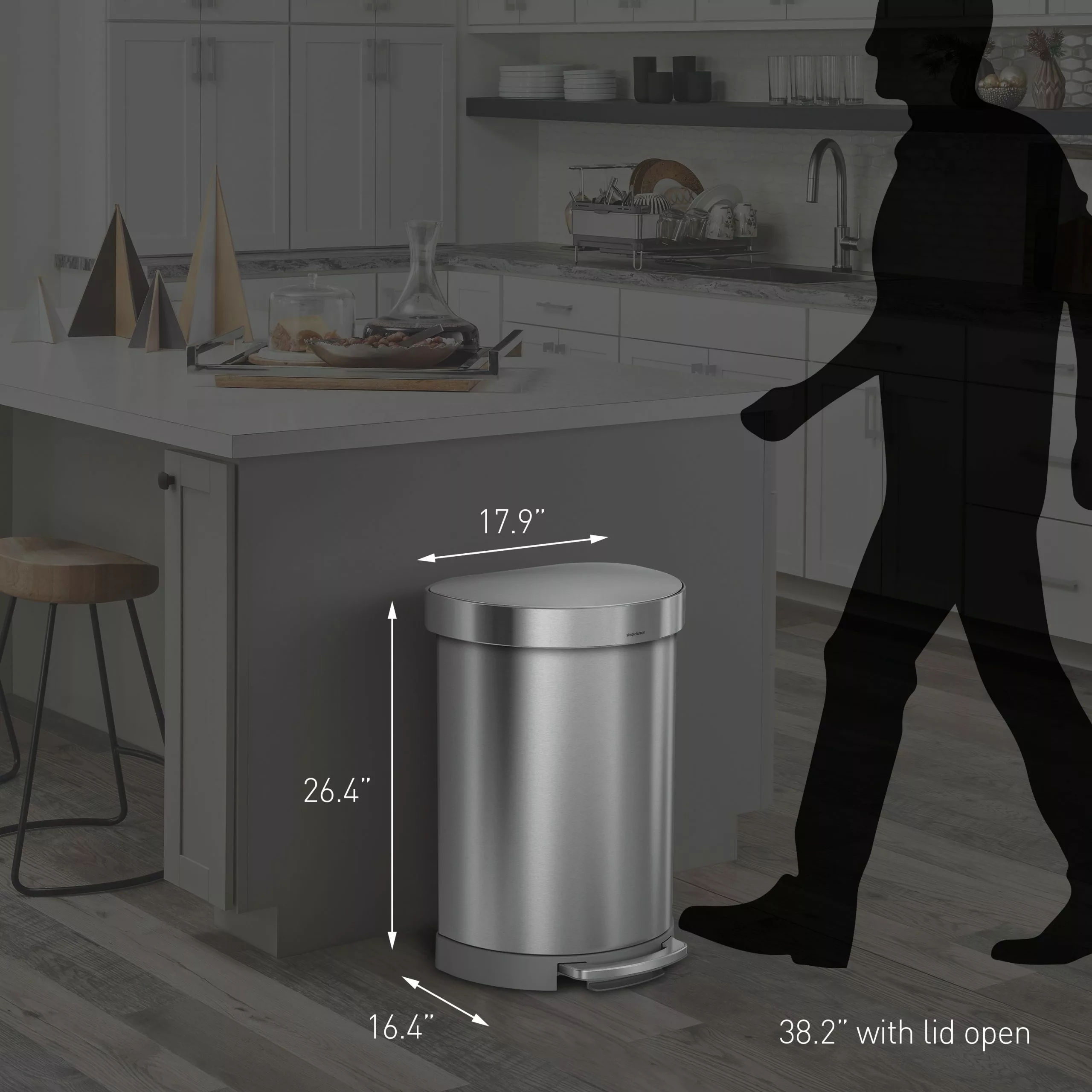 simplehuman Trash Cans 60-Liter Brushed Stainless Steel Steel Trash Can with Lid 10 simplehuman Trash Cans 60-Liter Brushed Stainless Steel Steel Trash Can with Lid - Image 8